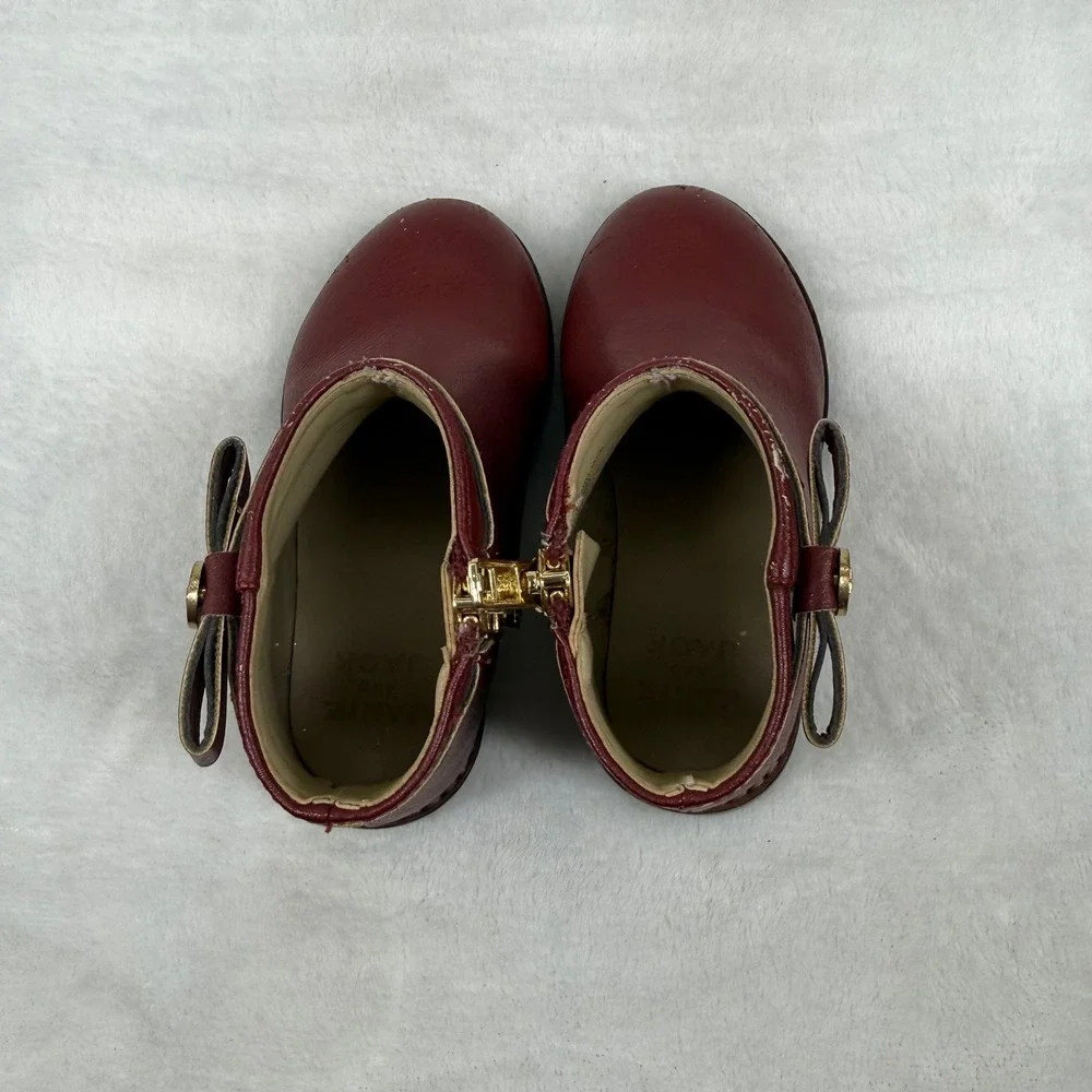Janie and Jack Toddler Burgundy Red Bow Side Zip Ankle Boots Size 7 100047094‎